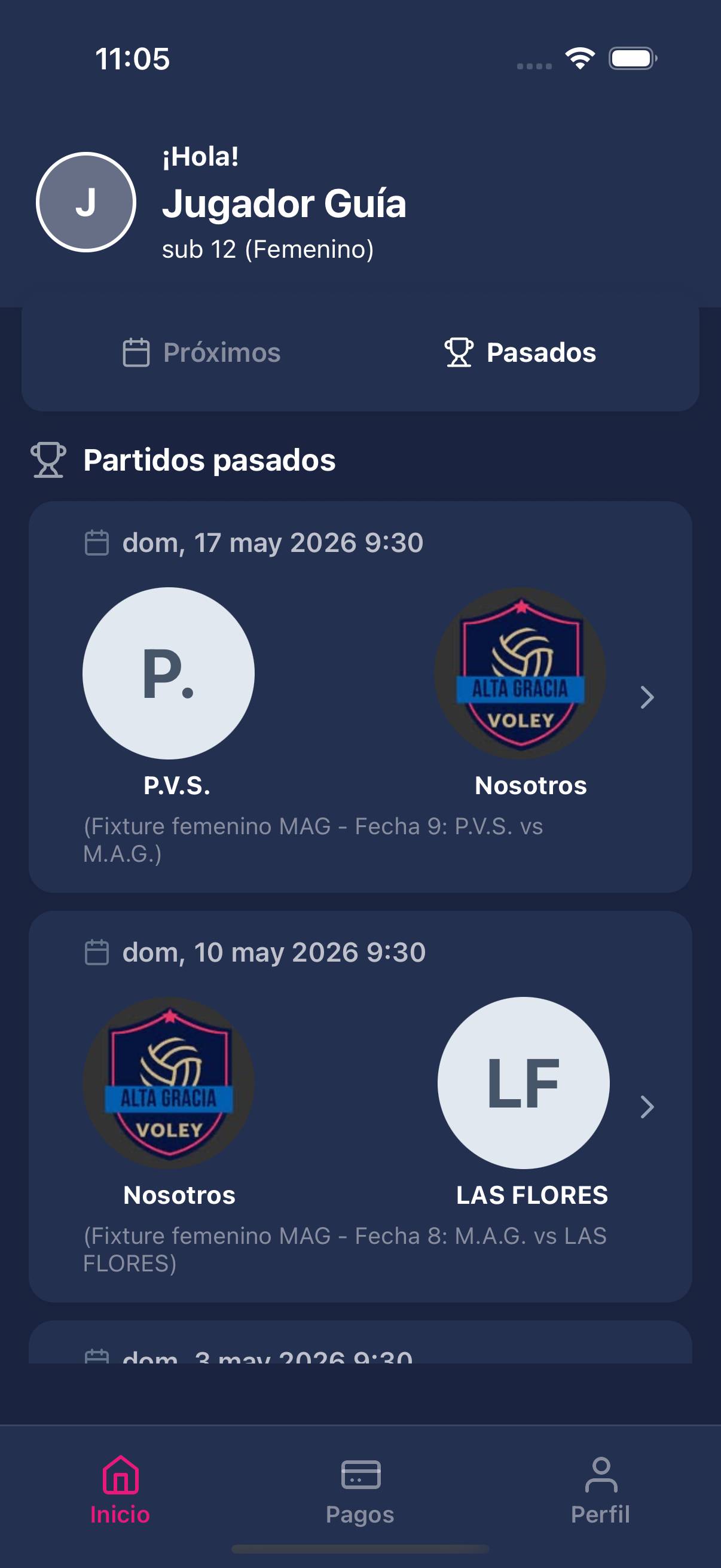 Partidos pasados