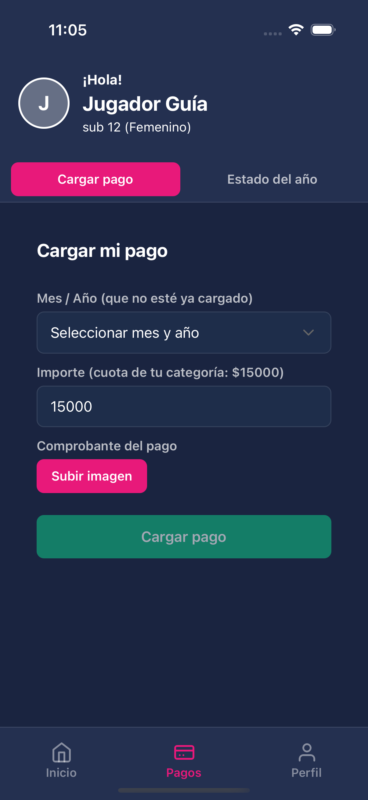 Pago con importe cargado